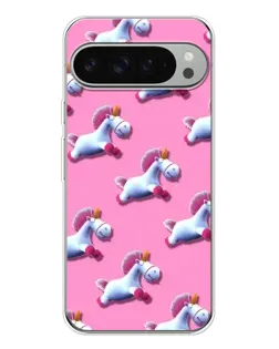 Чехол для Google Pixel 9 Pro XL с картинкой «Единороги на розовом»