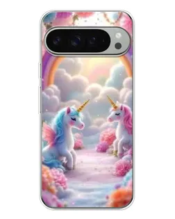 Чехол для Google Pixel 9 Pro XL с картинкой «Радуга и единороги»
