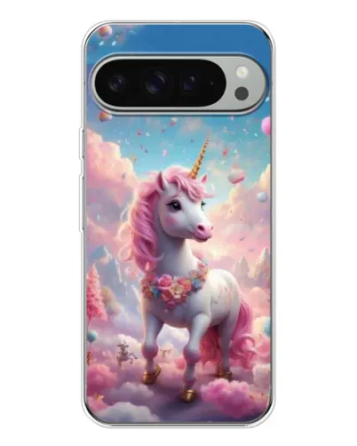 Чехол для Google Pixel 9 Pro XL с картинкой «Единорог среди облаков»