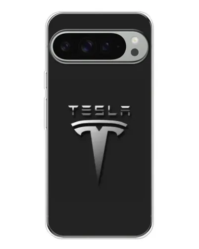 Чехол для Google Pixel 9 Pro XL с картинкой «Стальной логотип Tesla»