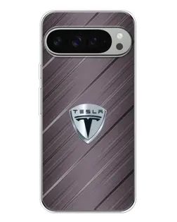 Чехол для Google Pixel 9 Pro XL с картинкой «Металлическая текстура Tesla»