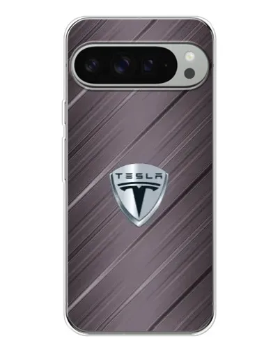 Чехол для Google Pixel 9 Pro XL с картинкой «Металлическая текстура Tesla»