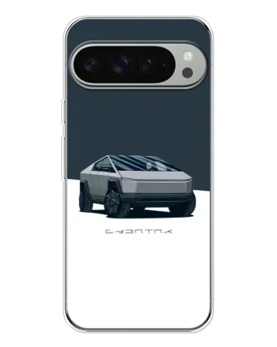 Чехол для Google Pixel 9 Pro XL с картинкой «Серебристый Cybertruck Tesla»