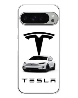 Чехол для Google Pixel 9 Pro XL с картинкой «Tesla White Style»