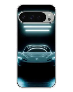 Чехол для Google Pixel 9 Pro XL с картинкой «Tesla в неоне»