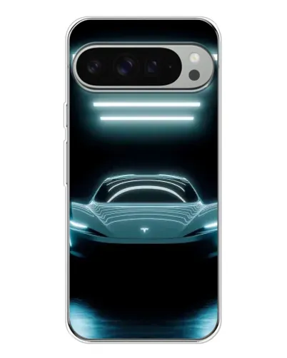 Чехол для Google Pixel 9 Pro XL с картинкой «Tesla в неоне»