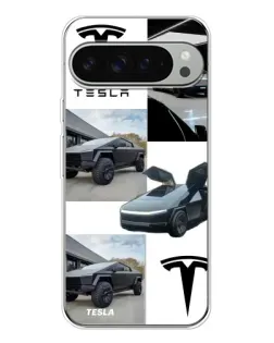 Чехол для Google Pixel 9 Pro XL с картинкой «Коллаж Cybertruck Tesla»