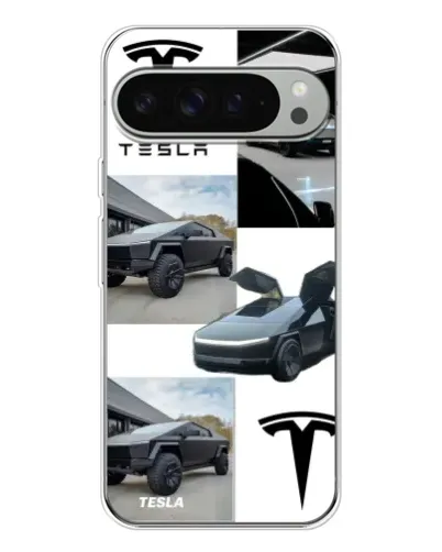 Чехол для Google Pixel 9 Pro XL с картинкой «Коллаж Cybertruck Tesla»