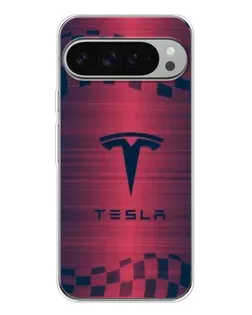 Чехол для Google Pixel 9 Pro XL с картинкой «Тесла красный карбон»