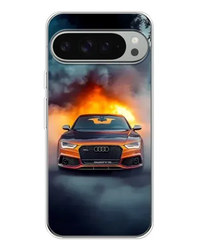 Чехол для Google Pixel 9 Pro XL с картинкой «Audi в огненном дыму»