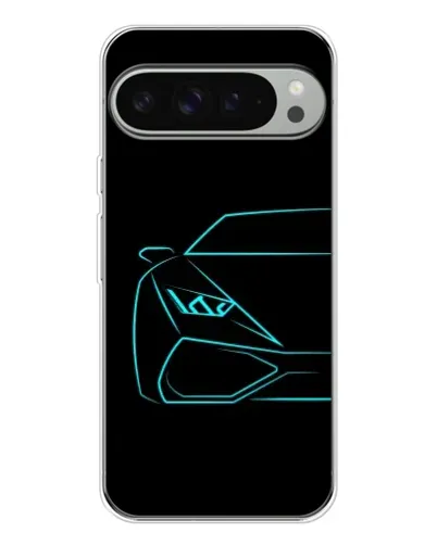 Чехол для Google Pixel 9 Pro XL с картинкой «Голубой силуэт Lamborghini»