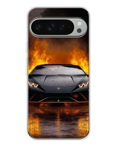 Чехол для Google Pixel 9 Pro XL с картинкой «Lamborghini в огне»