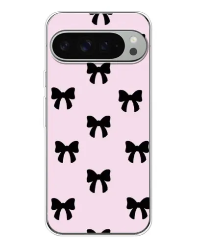 Чехол для Google Pixel 9 Pro XL с картинкой «Черные банты Coquette»