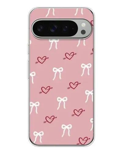 Чехол для Google Pixel 9 Pro XL с картинкой «Сердца и банты»