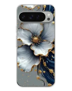 Чохол для Google Pixel 9 Pro XL з картинкою «Біла квітка та золотий флюїд»