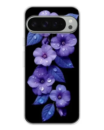 Чехол для Google Pixel 9 Pro XL с картинкой «Фиолетовые цветы с росою»