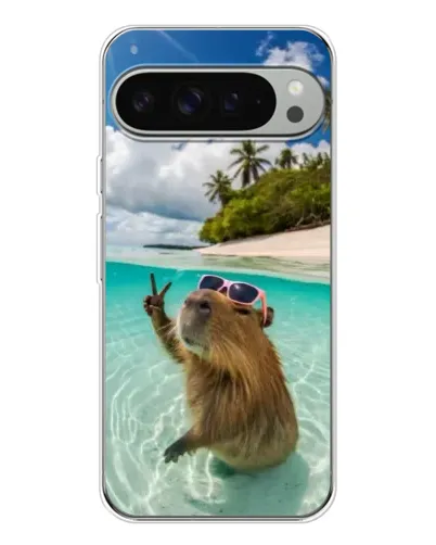 Чехол для Google Pixel 9 Pro XL с картинкой «Капибара на море»