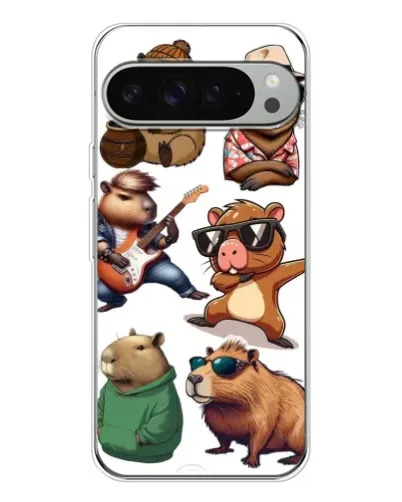 Чехол для Google Pixel 9 Pro XL с картинкой «Крутые капибары музыканты»