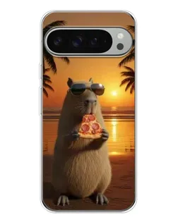 Чехол для Google Pixel 9 Pro XL с картинкой «Капибара с пиццей»