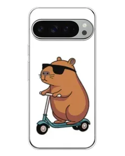 Чехол для Google Pixel 9 Pro XL с картинкой «Капибара на самокате»