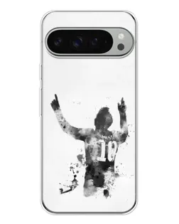 Чехол для Google Pixel 9 Pro XL с картинкой «Черно-белый силуэт Месси»