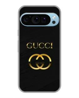 Чехол для Google Pixel 9 Pro с картинкой «Золотой логотип Gucci»