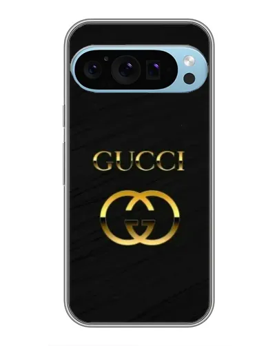 Чехол для Google Pixel 9 Pro с картинкой «Золотой логотип Gucci»