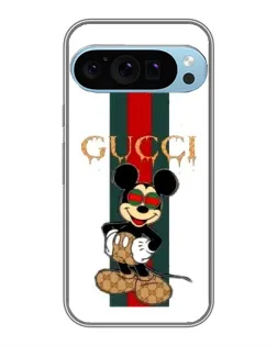 Чехол для Google Pixel 9 Pro с картинкой «Микки Маус Gucci — полосы»
