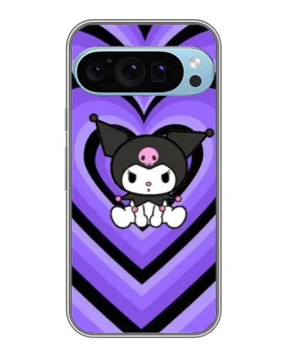 Чохол для Google Pixel 9 Pro з картинкою «Kuromi та фіолетові серця»
