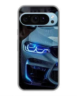 Чехол для Google Pixel 9 Pro с картинкой «Взгляд BMW с синими фарами»