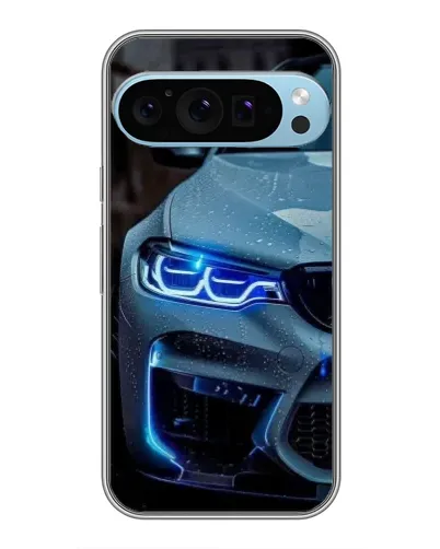 Чехол для Google Pixel 9 Pro с картинкой «Взгляд BMW с синими фарами»