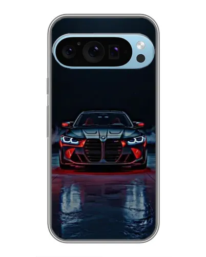 Чехол для Google Pixel 9 Pro с картинкой «BMW на мокрой дороге»