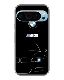 Чехол для Google Pixel 9 Pro с картинкой «Минималистичный принт BMW M3»