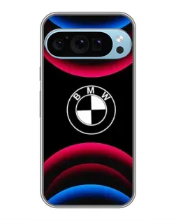 Чехол для Google Pixel 9 Pro с картинкой «Логотип BMW и неоновые дуги»
