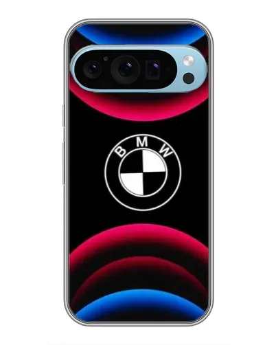 Чехол для Google Pixel 9 Pro с картинкой «Логотип BMW и неоновые дуги»