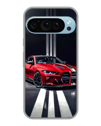 Чехол для Google Pixel 9 Pro с картинкой «Красная BMW на дороге»