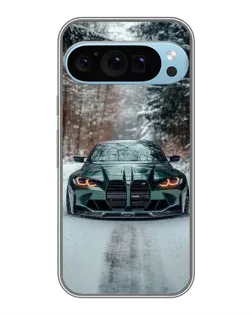 Чехол для Google Pixel 9 Pro с картинкой «BMW в зимнем лесу»