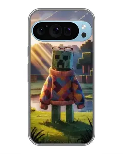 Чехол для Google Pixel 9 Pro с картинкой «Крипер в свитере»