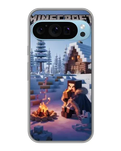 Чехол для Google Pixel 9 Pro с картинкой «Зимний Minecraft»
