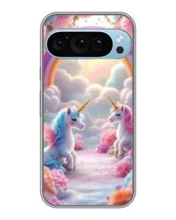 Чехол для Google Pixel 9 Pro с картинкой «Радуга и единороги»