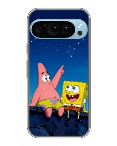 Чехол для Google Pixel 9 Pro с картинкой «Губка Боб и Патрик ночью»