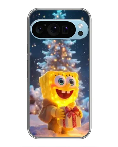 Чехол для Google Pixel 9 Pro с картинкой «Рождественский Спанч Боб»