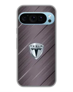 Чехол для Google Pixel 9 Pro с картинкой «Металлическая текстура Tesla»