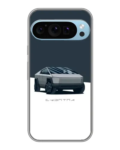 Чехол для Google Pixel 9 Pro с картинкой «Серебристый Cybertruck Tesla»