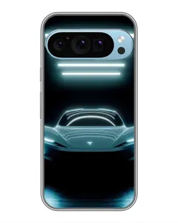 Чехол для Google Pixel 9 Pro с картинкой «Tesla в неоне»