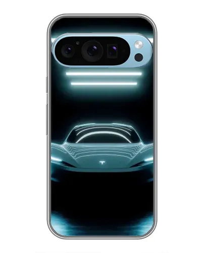 Чехол для Google Pixel 9 Pro с картинкой «Tesla в неоне»