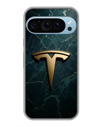 Чехол для Google Pixel 9 Pro с картинкой «Мраморная Tesla Gold»