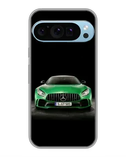 Чехол для Google Pixel 9 Pro с картинкой «Mercedes — неоновый лого»