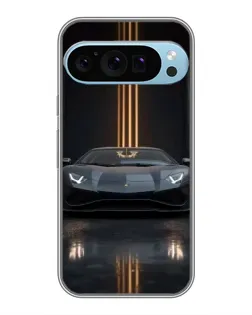 Чехол для Google Pixel 9 Pro с картинкой «Lamborghini золотые линии»