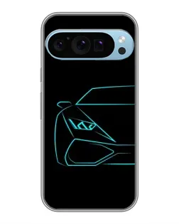 Чехол для Google Pixel 9 Pro с картинкой «Голубой силуэт Lamborghini»